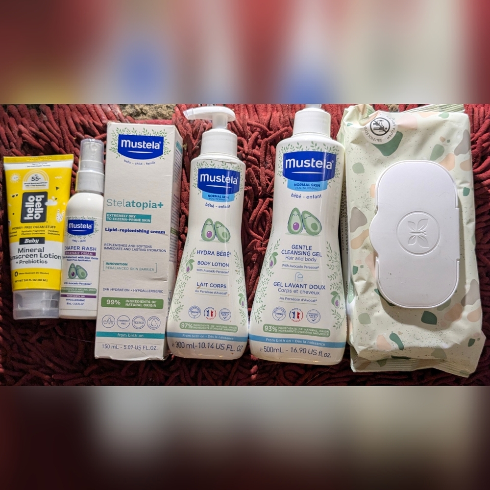 Mustela BABY products Lotion Cleansing Gel Rash Spray Lipid Cream SPF 55+ Wipes